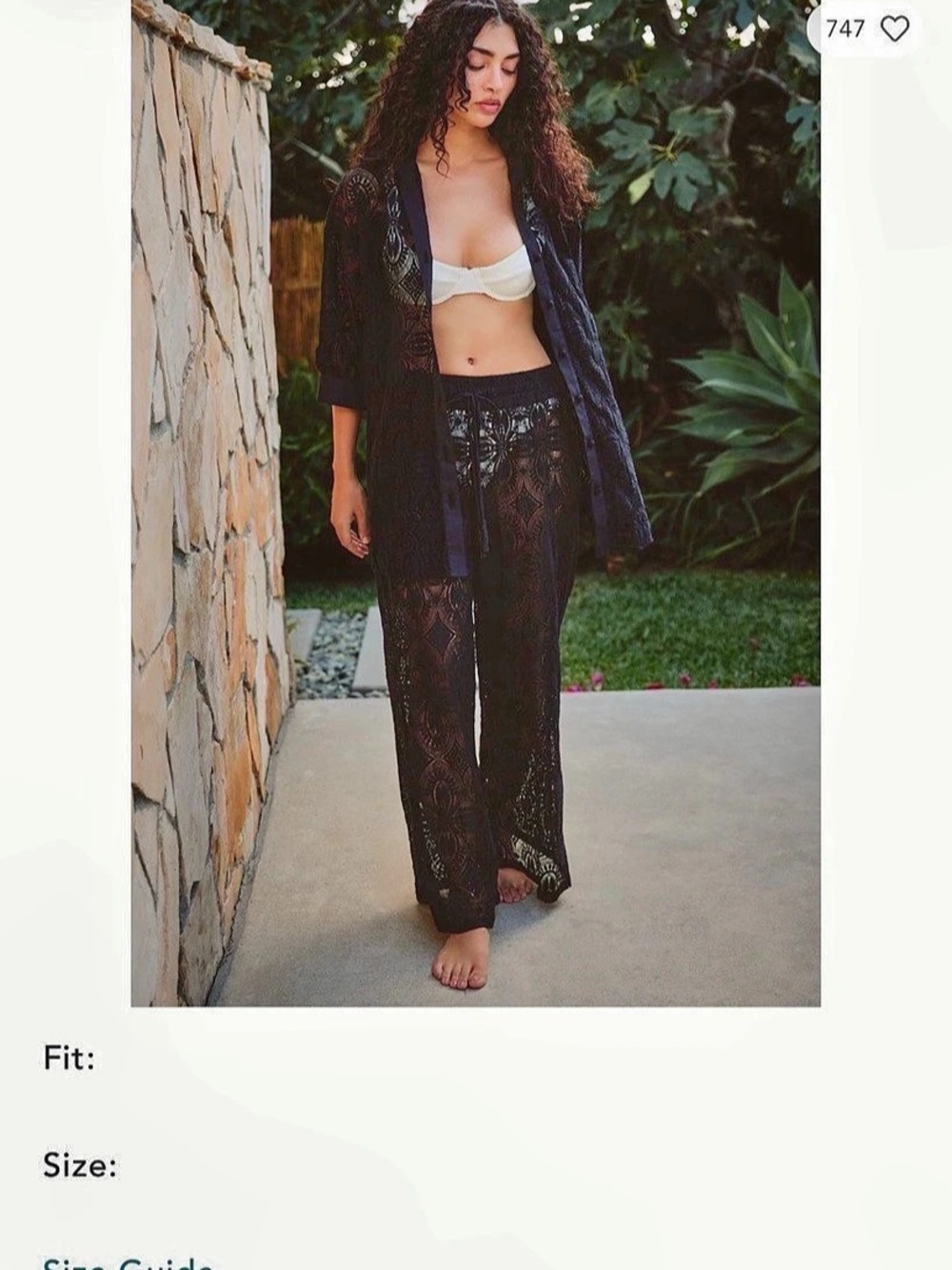 Farm Rio x Anthropologie Black Lace Nature Pants Wide Leg Pants Medium